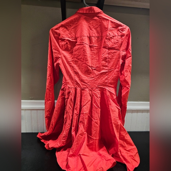 Fit n Flare Reddish Pink Button Collard Dress - Picture 5 of 6